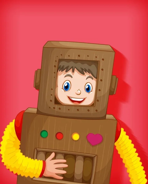 Roztomilý Chlapec Nosí Robot Kostým Izolované Ilustrace — Stockový vektor