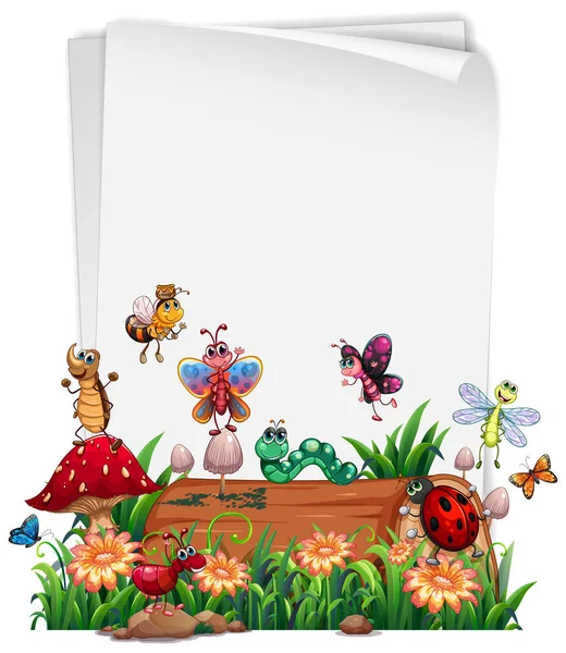 Papel Blanco Con Jardín Animal Conjunto Ilustración Aislada — Vector de stock