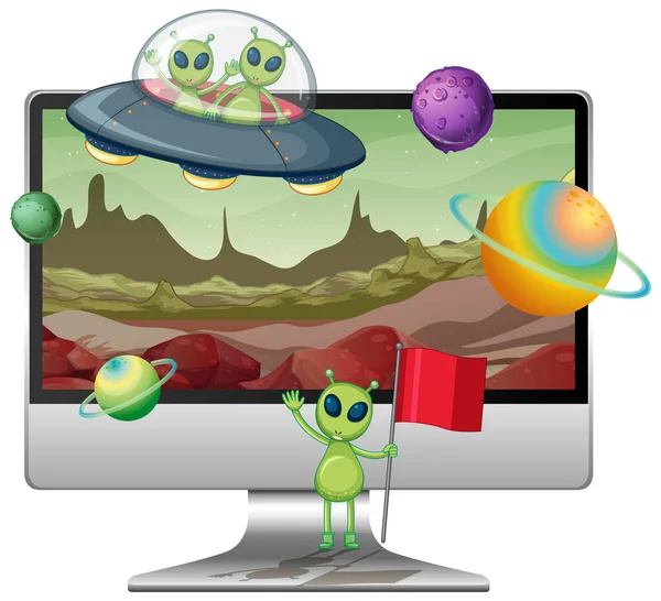 Bilgisayar ekranında Galaxy arkaplanı