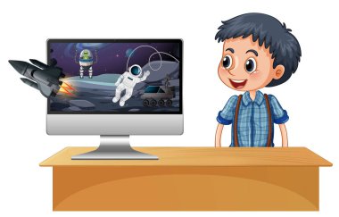 Bilgisayar ekranında Galaxy arkaplanı