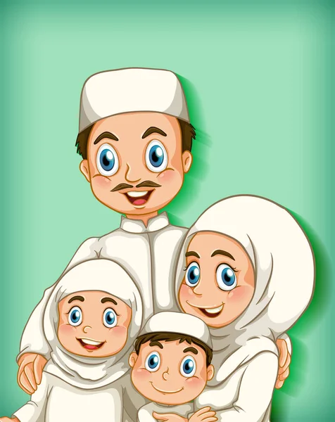 Μουσουλμανικό Μέλος Της Οικογένειας Στην Απεικόνιση Φόντου Χρωματικής Βαθμίδας Χαρακτήρα — Διανυσματικό Αρχείο