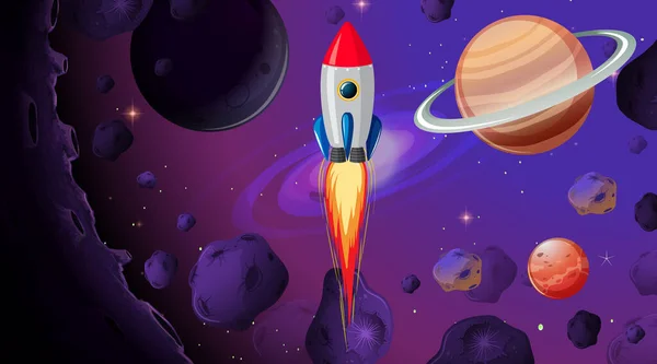 Uzay Çiziminde Roket — Stok Vektör