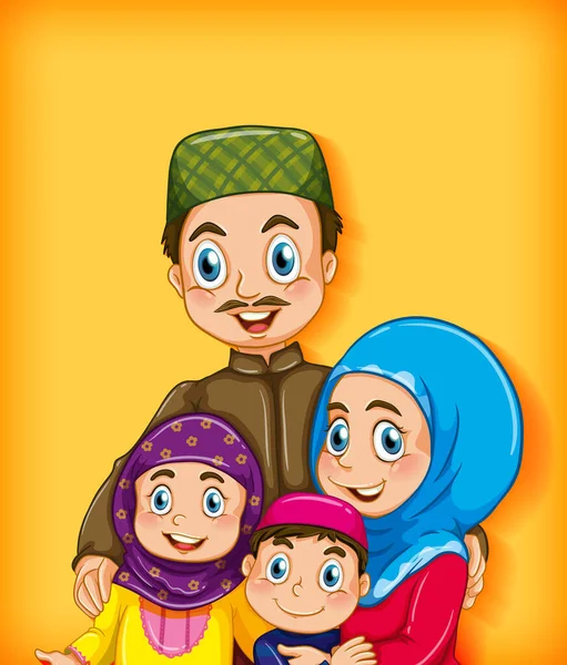 Membro Família Muçulmana Desenho Animado Cor Gradiente Fundo Ilustração — Vetor de Stock