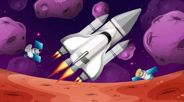 Rocket Dans Illustration Espace — Image vectorielle