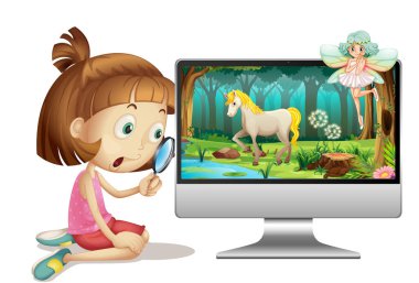 Bilgisayar arkaplan illüstrasyonunda peri masalı