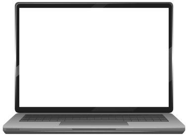 Boş ekran laptop aygıtı simgesi beyaz arkaplan illüstrasyonunda izole edildi