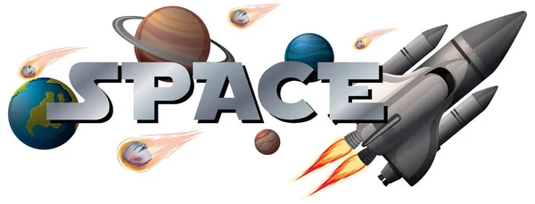 Banner Espacial Con Ilustración Del Planeta — Archivo Imágenes Vectoriales