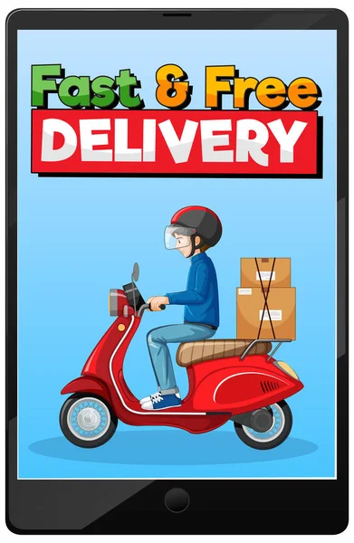 Bisikletçi ya da kurye resimli hızlı ve ücretsiz teslimat logosu