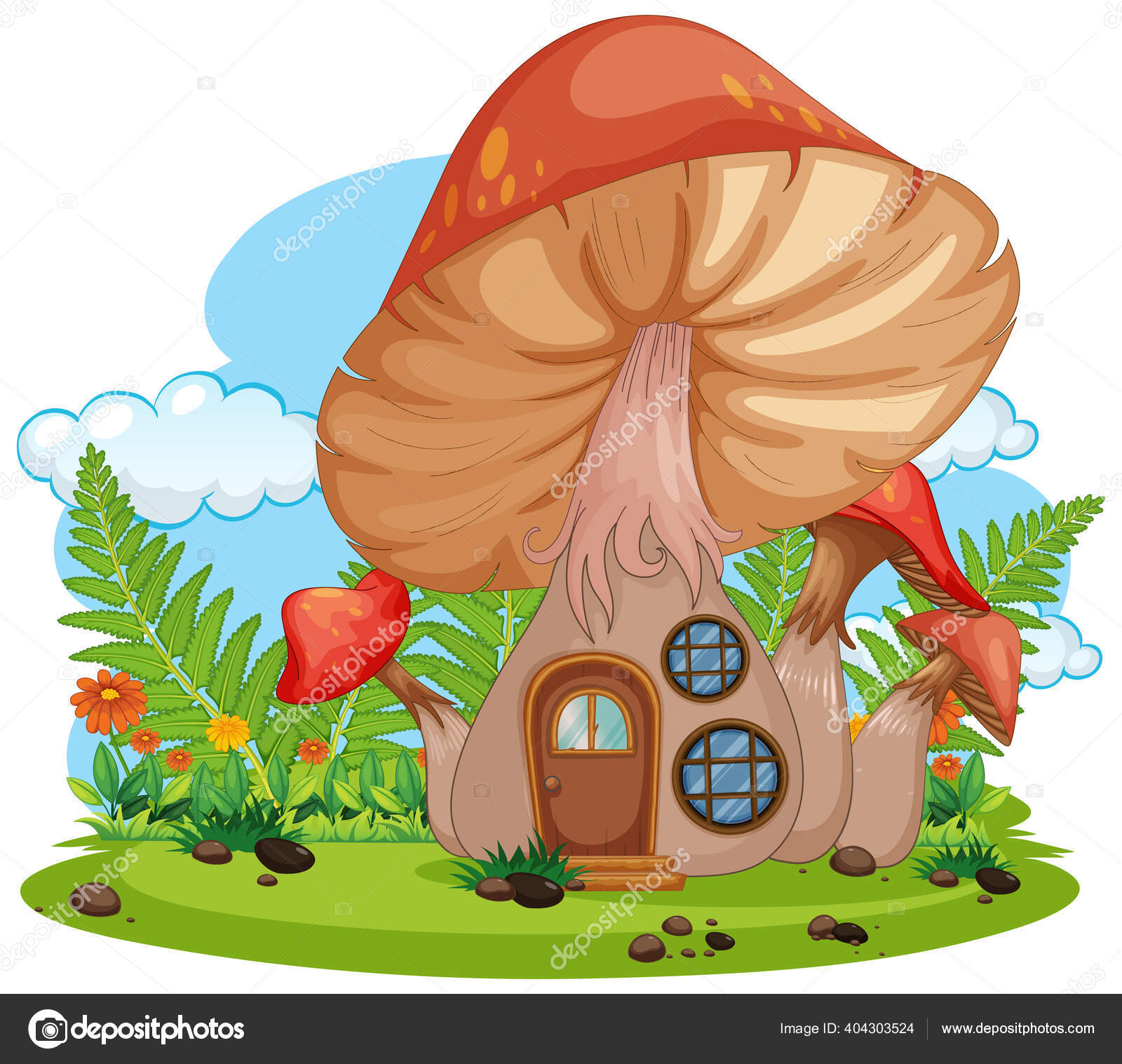 Isolado Fantasia Cogumelo Casa Ilustração Vetor de ©interactimages