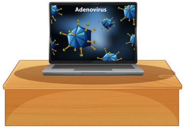 Adenovirus on computer screen illustration clipart