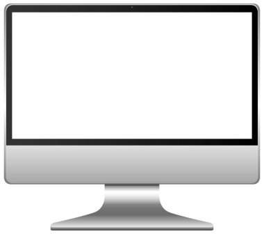 Beyaz arkaplan resimlemesinde boş ekran bilgisayar simgesi izole edildi