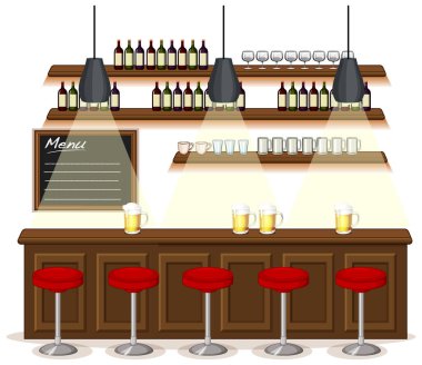 Bar ve restoranın arka plan çizimi
