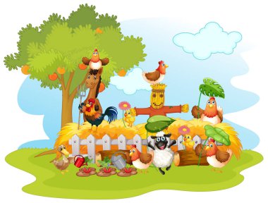 İzole edilmiş bir çiftlikteki bir grup evcil hayvan