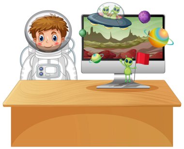 Bilgisayar ekranında Galaxy arkaplanı