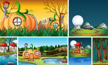 Fantezi evi resimli altı farklı fantezi dünyası.