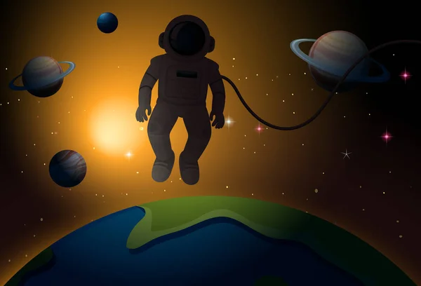 Illustration Astronaut Der Weltraumszene — Stockvektor