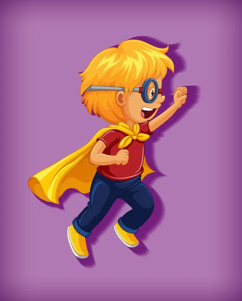 Junge Trägt Superhelden Mit Würgegriff Stehen Zeichentrickfigur Porträt Isolierte Illustration — Stockvektor