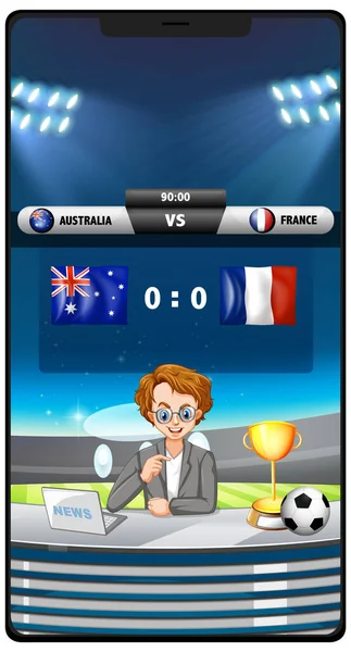 Football Match Score Nouvelles Sur Smartphone Écran Illustration Isolée — Image vectorielle