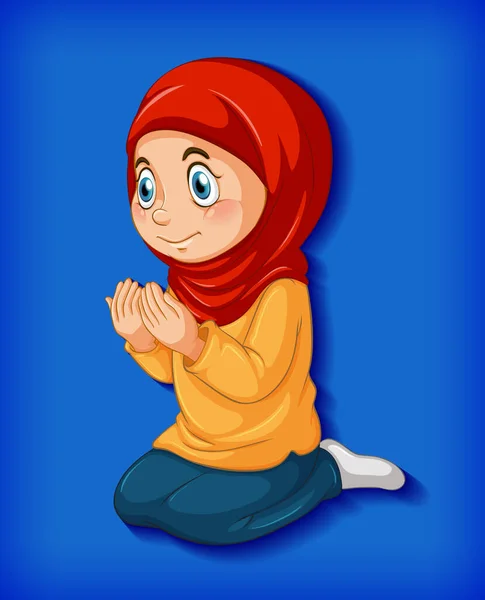 Gadis Muslim Berlatih Ilustrasi Agama - Stok Vektor