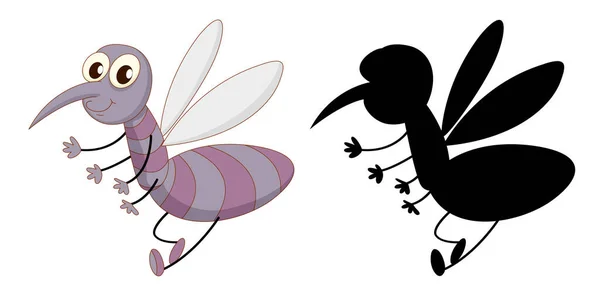 Ensemble Personnage Dessin Animé Insecte Silhouette Sur Fond Blanc Illustration — Image vectorielle