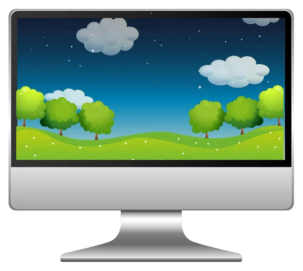 Parque Noturno Ilustração Desktop Computador —  Vetores de Stock