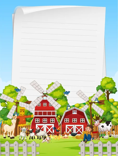 Boldog Gyerekek Farm Banner Illusztráció — Stock Vector