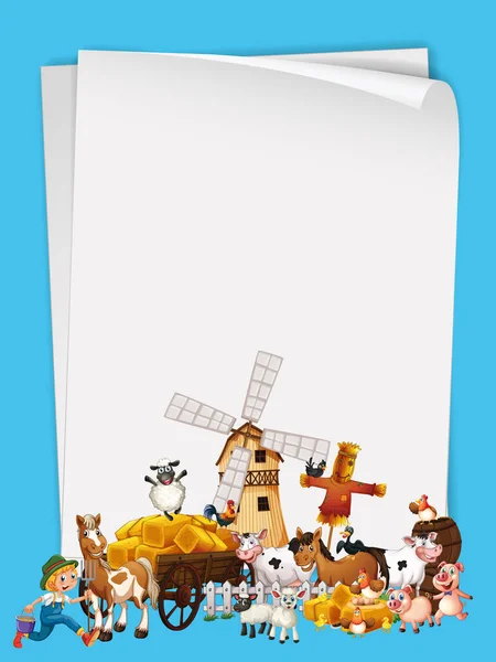 Granja Animal Con Ilustración Pancarta Blanco — Vector de stock