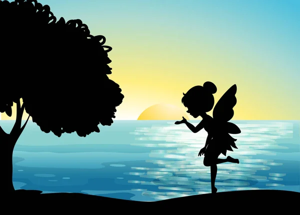 Fairy Χαρακτήρες Στη Φύση Εικόνα Σκηνή — Διανυσματικό Αρχείο