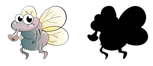 Ensemble Personnage Dessin Animé Insecte Silhouette Sur Fond Blanc Illustration — Image vectorielle