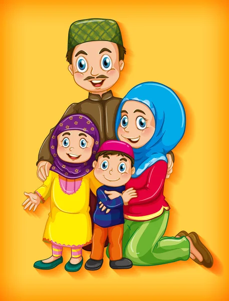 Miembro Familia Musulmana Ilustración Fondo Degradado Color Personaje Dibujos Animados — Archivo Imágenes Vectoriales