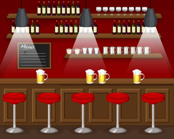 Pub Und Restaurant Hintergrund Szene Illustration — Stockvektor