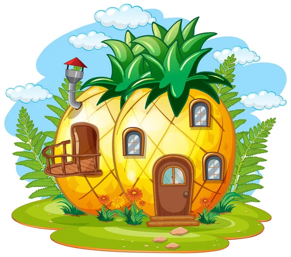 Fantasy Frutta Casa Isolato Illustrazione — Vettoriale Stock