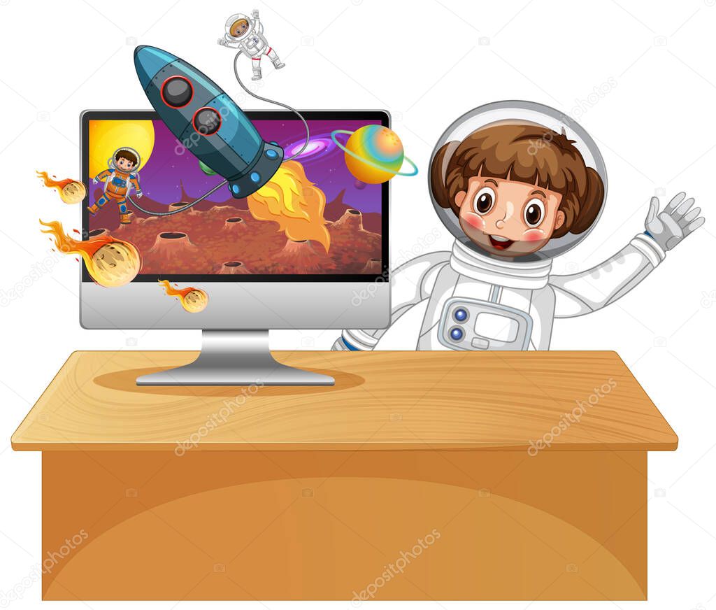 Galaxy background on computer screen illustration