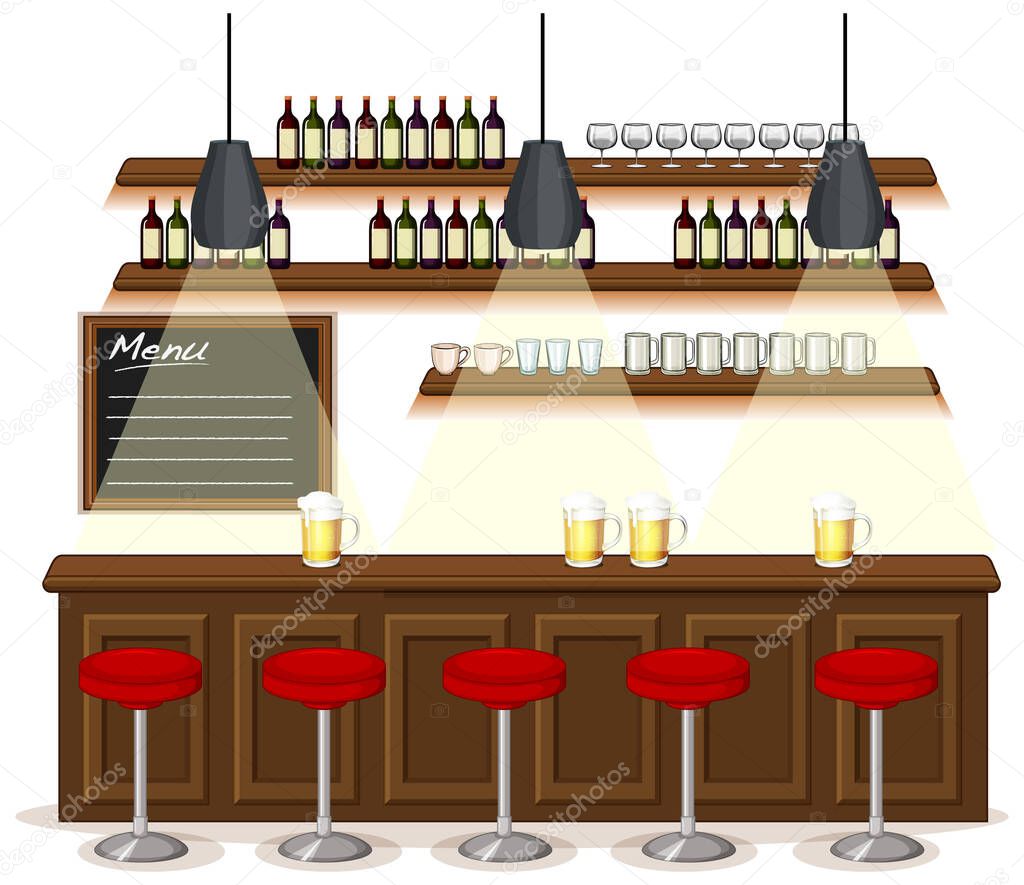 Pub and restaurant background scene illustration