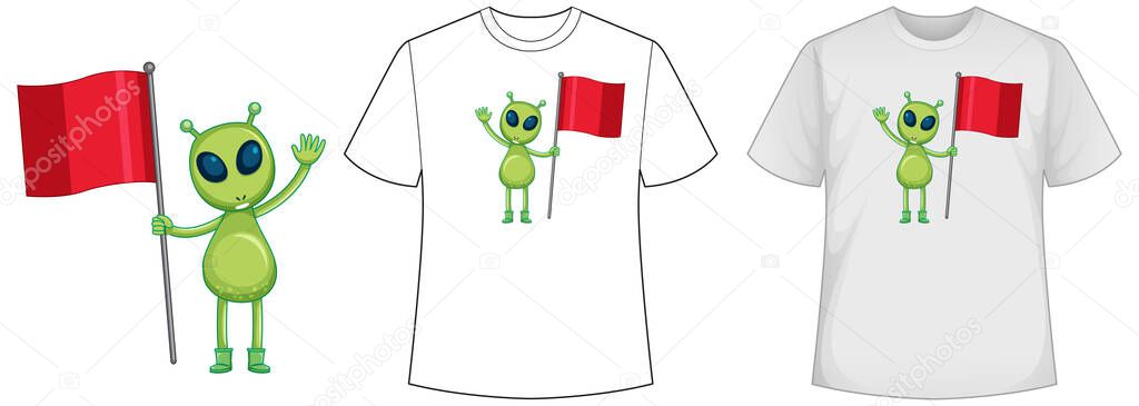 Mock up shirt with alien icon illustration