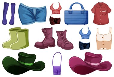 Beyaz arkaplan resimlerinde moda kıyafetleri ve aksesuarları