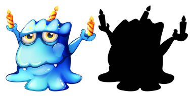 Beyaz arkaplanda silüeti olan bir canavar.