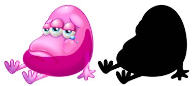 Beyaz arkaplanda silüeti olan bir canavar.