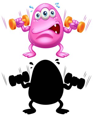 Beyaz arkaplanda silüeti olan bir canavar.