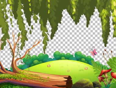 Şeffaf arkaplan illüstrasyonunda boş doğa manzarası