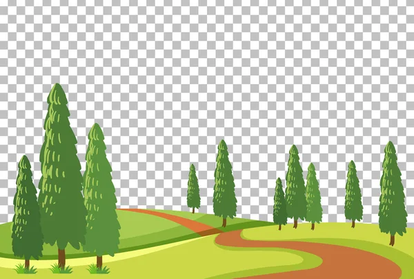 Paisaje Escena Del Parque Natural Blanco Sobre Fondo Transparente Ilustración — Vector de stock