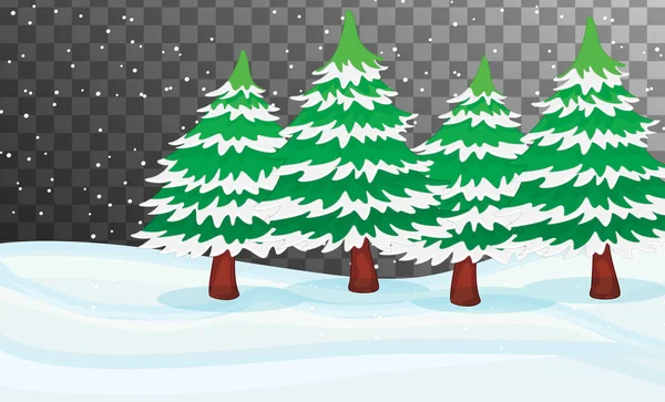 Nature scene in winter season theme with transparent background illustration