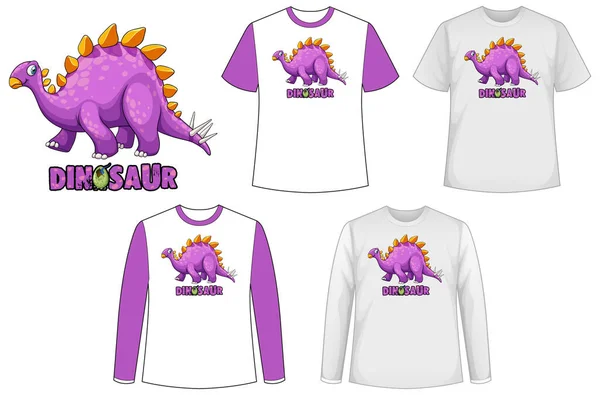 Mock Camisa Com Dinossauro Desenho Animado Personagem Ilustração — Vetor de Stock