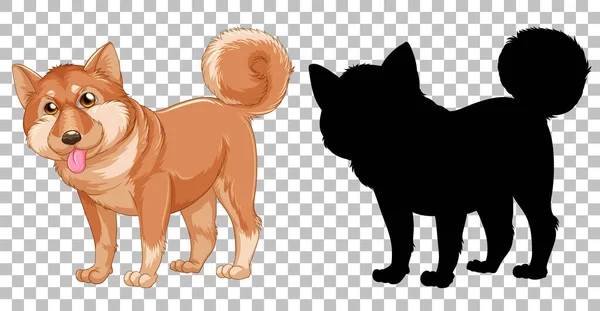 Anjing Shiba Inu Dan Ilustrasi Siluet Nya - Stok Vektor