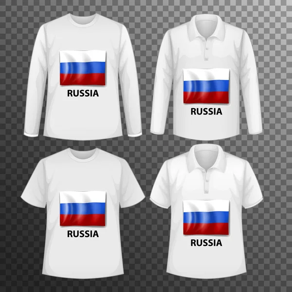 Σύνολο Διαφορετικών Ανδρικών Πουκάμισα Ρωσία Οθόνη Σημαία Πουκάμισα Απομονωμένη Εικόνα — Διανυσματικό Αρχείο