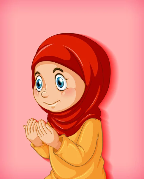 Musulmane Fille Pratique Religion Illustration — Image vectorielle
