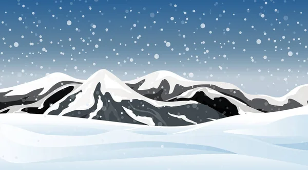 Scéna Sněhem Ilustraci Pole — Stockový vektor