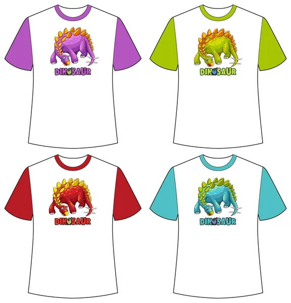 Conjunto Tela Dinossauro Cores Diferentes Camisetas Ilustração —  Vetores de Stock