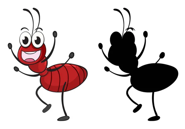 Set Van Insect Cartoon Karakter Zijn Silhouet Witte Achtergrond Illustratie — Stockvector