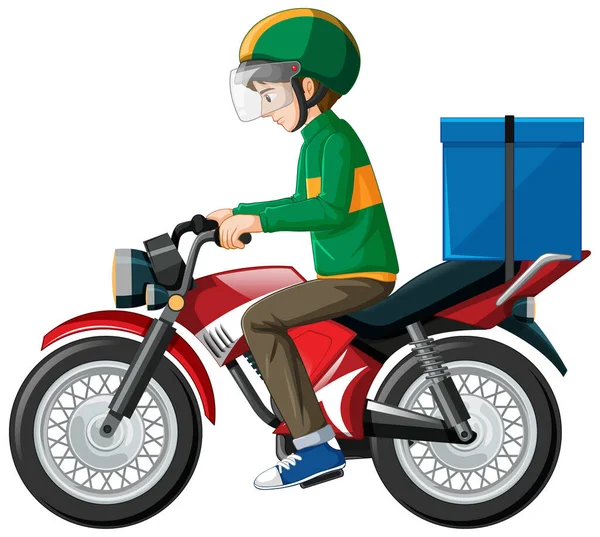 男子骑摩托车的白色背景说明 — 图库矢量图片